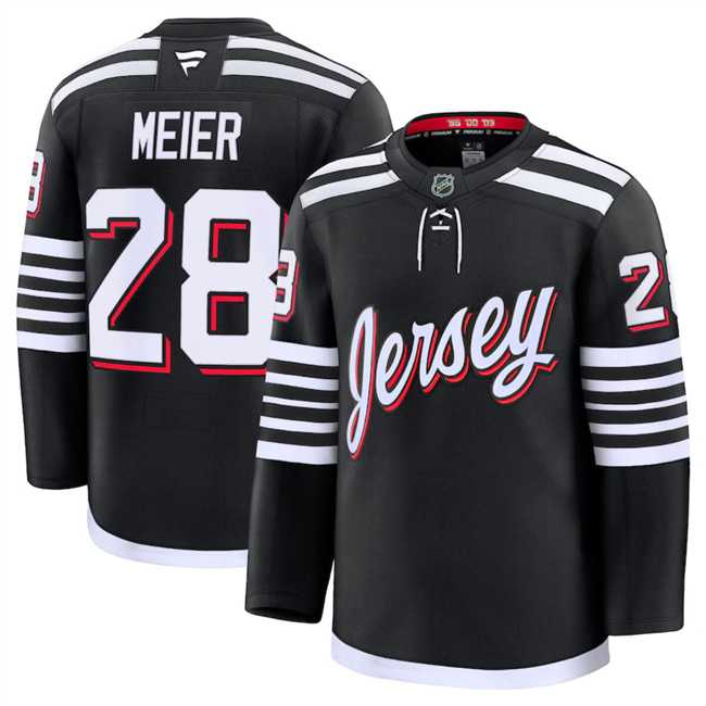 Mens New Jersey Devils #28 Timo Meier Black 2024-25 Alternate Stitched Hockey Jersey Dzhi